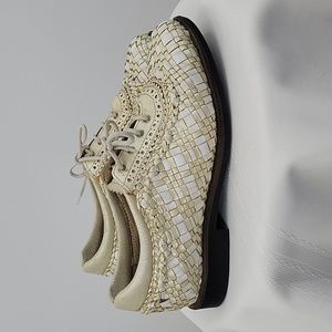 Aerogreen White and Cream Woven Golf Shoes, Size 7.5